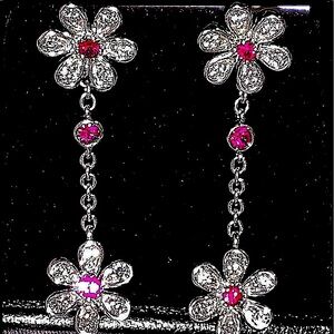 Demi Parue CONVERTIBLE 18k Earrings w/diamonds & Rubies,necklace listed separate